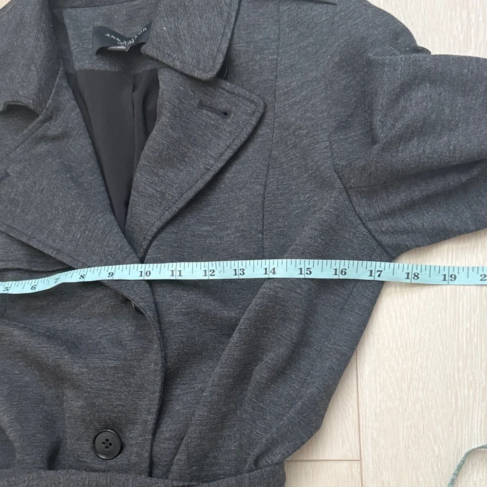 Ann Taylor Charcoal and Black Petite Belted Coat Jacket - Picture 4 of 8